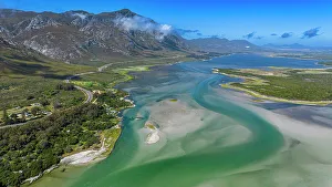 Lagoons Prints: Aerial of the Klein River Lagoon, Hermanus, Western Cape Province, South Africa, Africa