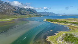 Overstrand Prints: Aerial of the Klein River Lagoon, Hermanus, Western Cape Province, South Africa, Africa