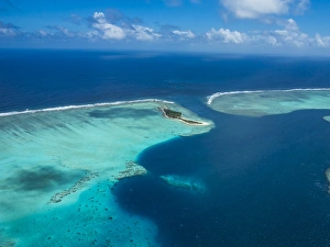 Aerial of the lagoon of Wallis, Wallis and Futuna, South Pacific, Pacific