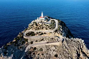 Lighthouse Gallery: Aerial of the lighthouse at the Cap de Formentor, Mallorca, Balearic Islands, Spain