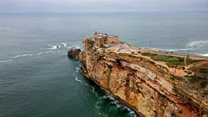 Historic Site Prints: Aerial of the lighthouse of Nazare, Oeste, Portugal, Europe