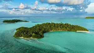 Aerial of little islands, Cocos (Keeling) Islands, Australian Indian Ocean Territory, Australia, Indian Ocean