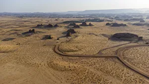 Al Ula Prints: Aerial of the Madain Saleh (Hegra) (Al Hijr), UNESCO World Heritage Site, Al Ula