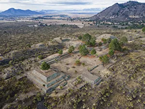Aerial of the Mesoamerican archaeological site of Cantona, Puebla, Mexico, North America