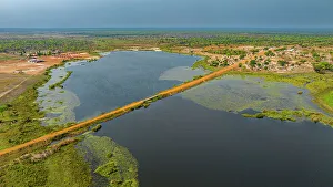 Angola Prints: Aerial of the Mundolola lagoon, Moxico, Angola, Africa