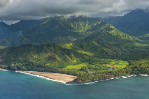 Kauai Prints: Aerial of the north shore of the island of Kauai
