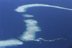 Solomon Islands Prints: Aerial of offshore reef systems in the Solomon Islands