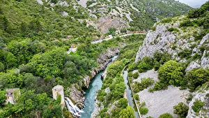 Bend Prints: Aerial of an old watchtower in the Herault gorge