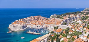 Old Port Prints: Aerial panorama of Old Port and Dubrovnik Old town, UNESCO World Heritage Site, Dubrovnik