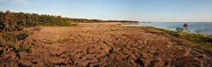 North Carolina Prints: Aerial Panorama of Pamlico Sound salt marsh, Nags Head, North Carolina