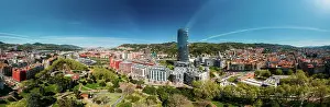 High Rises Prints: Aerial panoramic view of Bilbao