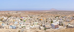 Typically African Prints: Aerial panoramic view of Espargos, capital city of the island of Sal, Cape Verde