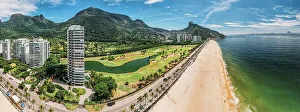 Apartment Building Prints: Aerial panoramic view of Gavea Beach in Sao Conrado