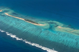 Tonga Prints: Aerial photo of a little island in Tonga, South Pacific, Pacific