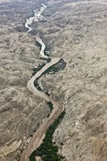 Aerial photo of the Omaruru River, Namibia, Africa