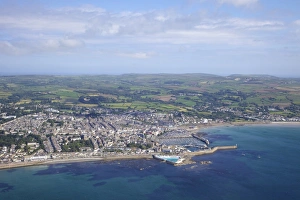 Aerial photo of Penzance harbour, West Penwith, Cornwall, England, United Kingdom, Europe