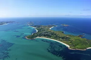 Isles Of Scilly Collection: AerIal photo of St. Martins island, Isles of Scilly, England, United Kingdom, Europe