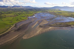 Menai Strait Prints: Aerial photograph of Foryd Bay, Menai Strait, Snowdonia, North Wales, Cymru
