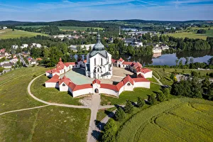 Aerial of the Pilgrimage Church of Saint John of Nepomuk, UNESCO World Heritage Site