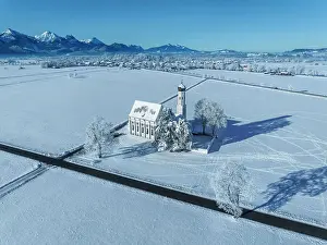 Snowy Landscape Prints: Aerial of the Pilgrimage Church of St