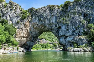 Kayaking Prints: Aerial of the Pont d'Arc, Ardeche Gorge (Gorges de l'Ardeche)