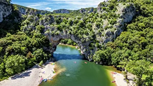 Amazing Prints: Aerial of the Pont d'Arc, Ardeche River gorge