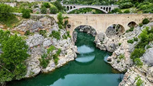 Herault Prints: Aerial of the Pont du Diable (Saint-Jean-de-Fos)