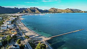 Alcudia Prints: Aerial of Port de Pollenca, Mallorca, Balearic islands, Spain, Mediterranean, Europe
