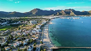 Alcudia Prints: Aerial of Port de Pollenca, Mallorca, Balearic islands, Spain, Mediterranean, Europe