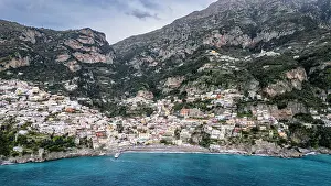Positano Prints: Aerial of Positano, The Amalfi Coast, UNESCO World Heritage Site, Campania, Italy, Europe