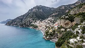 Positano Prints: Aerial of Positano, The Amalfi Coast, UNESCO World Heritage Site, Campania, Italy, Europe