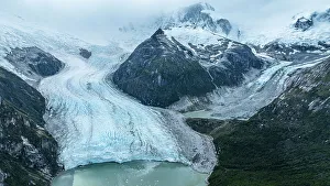 Glaciology Prints: Aerial of Potter glacier, Tierra del Fuego, Chile, South America