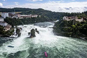 Rhine Falls Prints: Aerial of the Rhine Falls, Schaffhausen, Switzerland, Europe