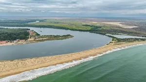 Angola Prints: Aerial of the River mouth of the River Cuanza, Angola, Africa