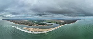 Aerial of the River mouth of the River Cuanza, Angola, Africa