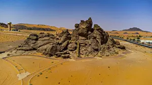 Saudi Arabia Prints: Aerial of the Rock Art in the Ha il Region, UNESCO World Heritage Site, Jubbah