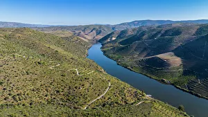 Rock Art Prints: Aerial of the Rock Art site, UNESCO World Heritage Site, Vale de Coa, Portugal, Europe