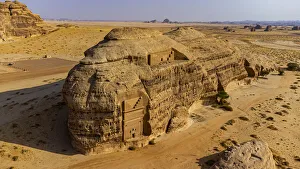 Deserts Prints: Aerial of the rock tombs, Madain Saleh (Hegra) (Al Hijr), UNESCO World Heritage Site