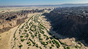 Riverbanks Prints: Aerial of the rocky mountains around Zouar, Tibesti Mountains, Chad