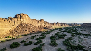 Mountainscape Prints: Aerial of the rocky mountains around Zouar, Tibesti Mountains, Chad