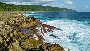 Xmas Prints: Aerial of the rugged coastline and the blowholes