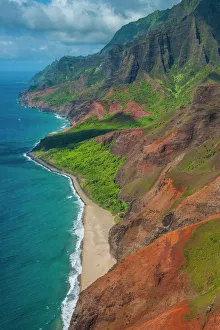 Kauai Prints: Aerial of the rugged Napali coast, Kauai, Hawaii, United States of America, Pacific