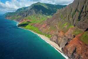 Kauai Prints: Aerial of the rugged Napali coast, Kauai, Hawaii, United States of America, Pacific