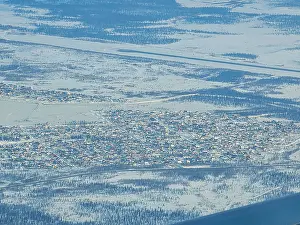 Layout Prints: Aerial of Salekhard and the Ob river, Yamal Peninsula, Russia