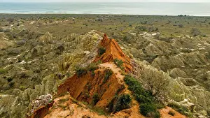 Aerial of the sandstone erosion landscape of Miradouro da Lua (Viewpoint of the Moon), south of Luanda, Angola, Africa