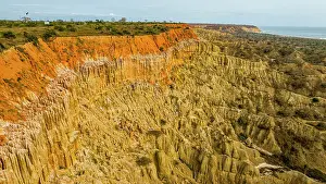 Aerial of the sandstone erosion landscape of Miradouro da Lua (Viewpoint of the Moon), south of Luanda, Angola, Africa