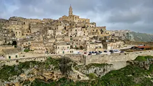Cityscapes Prints: Aerial of Sassi di Matera, UNESCO World Heritage Site, Basilicata, Italy, Europe