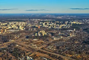 Forestry Prints: Aerial of the satellitte cities of Moscow, Russia