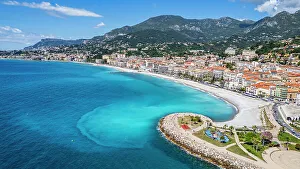 Green Hills Prints: Aerial of the seaside town of Menton
