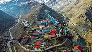 Chilean Prints: Aerial of Sewell Mining Town, UNESCO World Heritage Site, Chile, South America